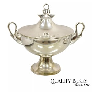 Vintage Loving Swans Victorian Style Silver Plated Covered Lidded Soup Tureen