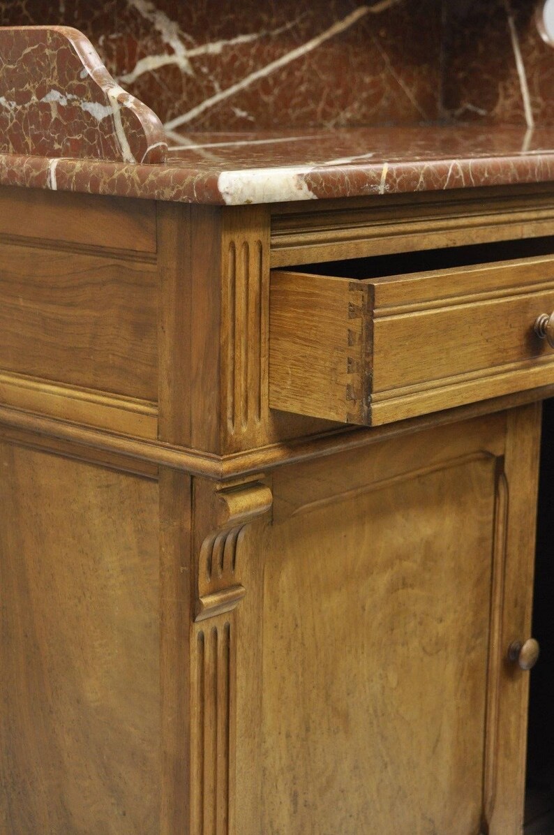 French Victorian Marble Top Backsplash Wash Stand Bathroom | Etsy French Bathroom Cabinet