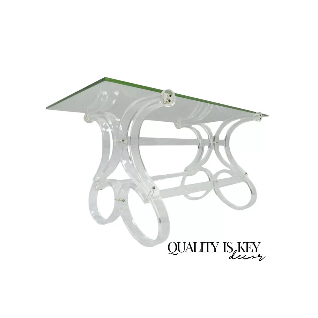 Lucite Ribbon Coffee Table ビンテージ Mid Century Modern Scrolling Ribbon Lucite Glass Hollywood