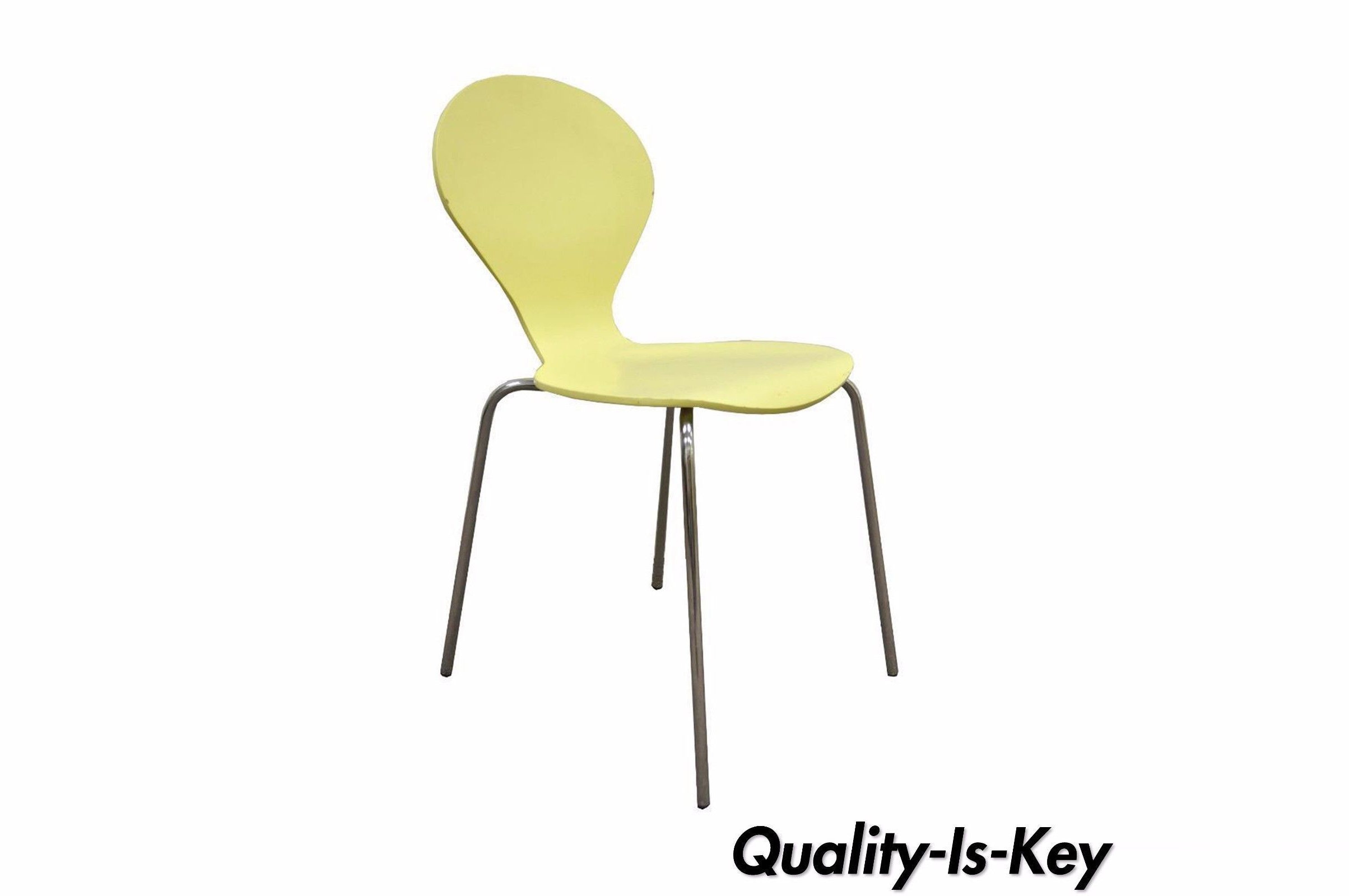 Danerka Rondo Danish Side Chair Yellow Bentwood Chrome Mid Century