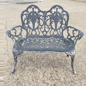 Cast Aluminum Floral French Style Flower Garden Patio Outdoor Bench Loveseat