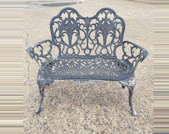 Cast Aluminum Floral French Style Flower Garden Patio Outdoor Bench Loveseat