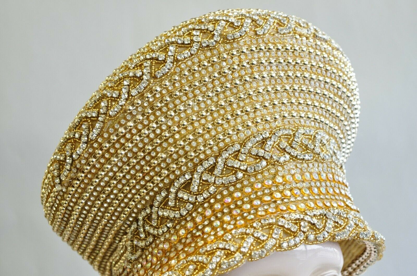 Shellie Mcdowell Millinery Gold Beaded Jeweled Gem Ladies  display picture 3