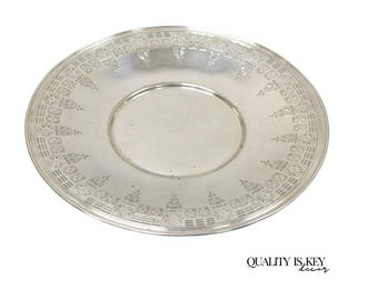 Antique Wallingford Silver Plated Victorian 10" Round Decorated Dish Platter
