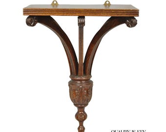 Regency Style Mahogany Plume Prince of Wales Carved Wall Mount Bracket Shelf