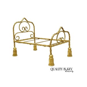 Vintage Italian Hollywood Regency Iron Tassel Frame Pet Cat Dog Bed or Doll Bed