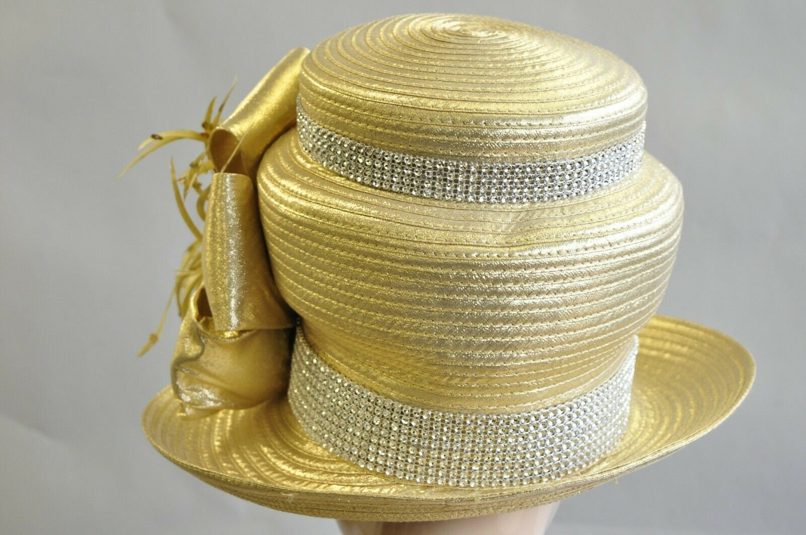 Vintage Whittall & Shon Metallic Gold Rhinestones 3 Tier 