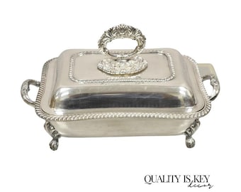 Antique English Victorian Sheffield Silver Plated Lidded Warmer Serving Platter