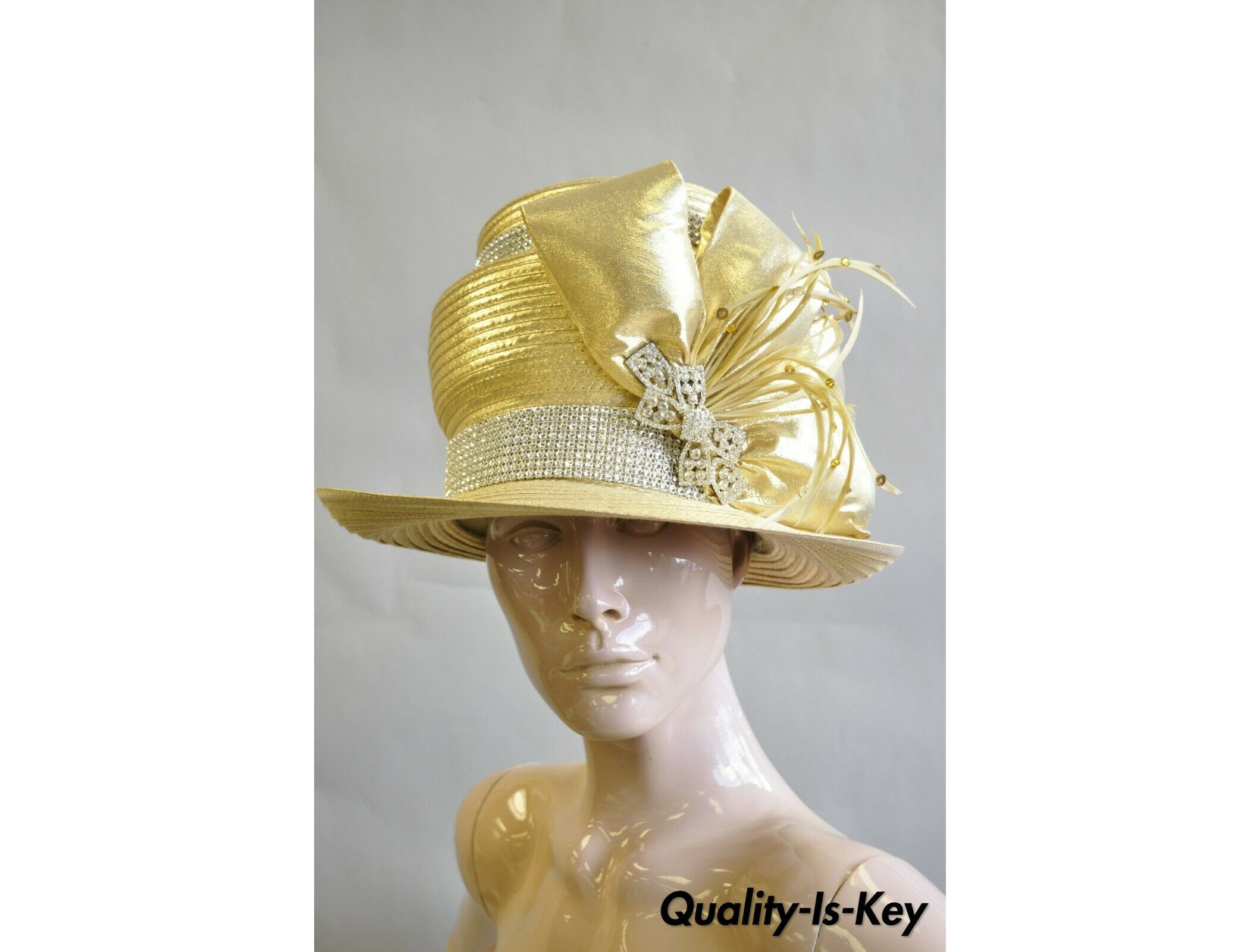 Vintage Whittall & Shon Metallic Gold Rhinestones 3 Tier 