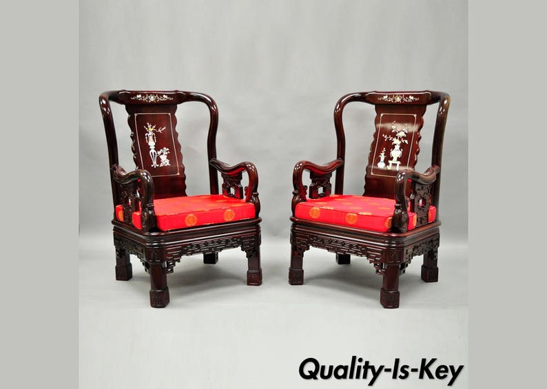Pair of Oriental Chinese Throne Lounge Chairs Living Room MOP Etsy