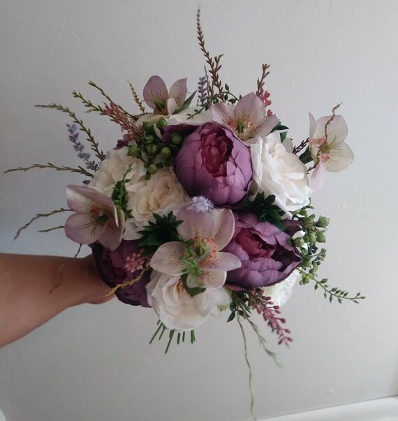 Fleurs De Mariage Bouquet De Mariée Bohème Fleurs De Mariage Boho Lavande Violet Prune Aubergine Lapis Améthyste Glycine Woodland Mariage