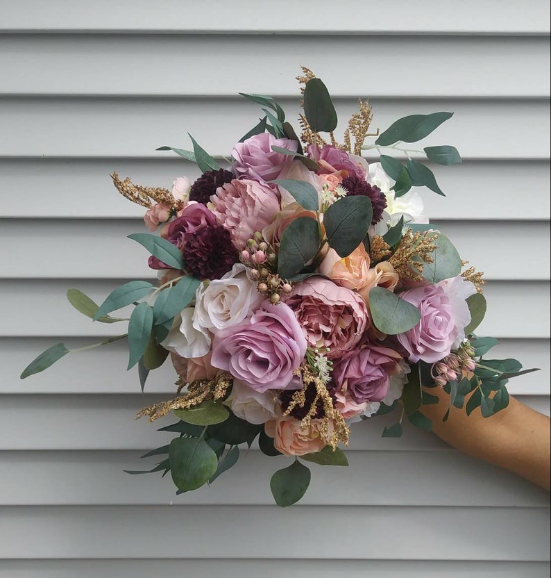 Lavender Plumb Bridal Bouquet Rustic Bouquet Eucalyptus Blush Boho Wedding Flowers Champagne Woodland Wedding Bouquet Mauve Weddings Bouquets Corsages Valresa Com