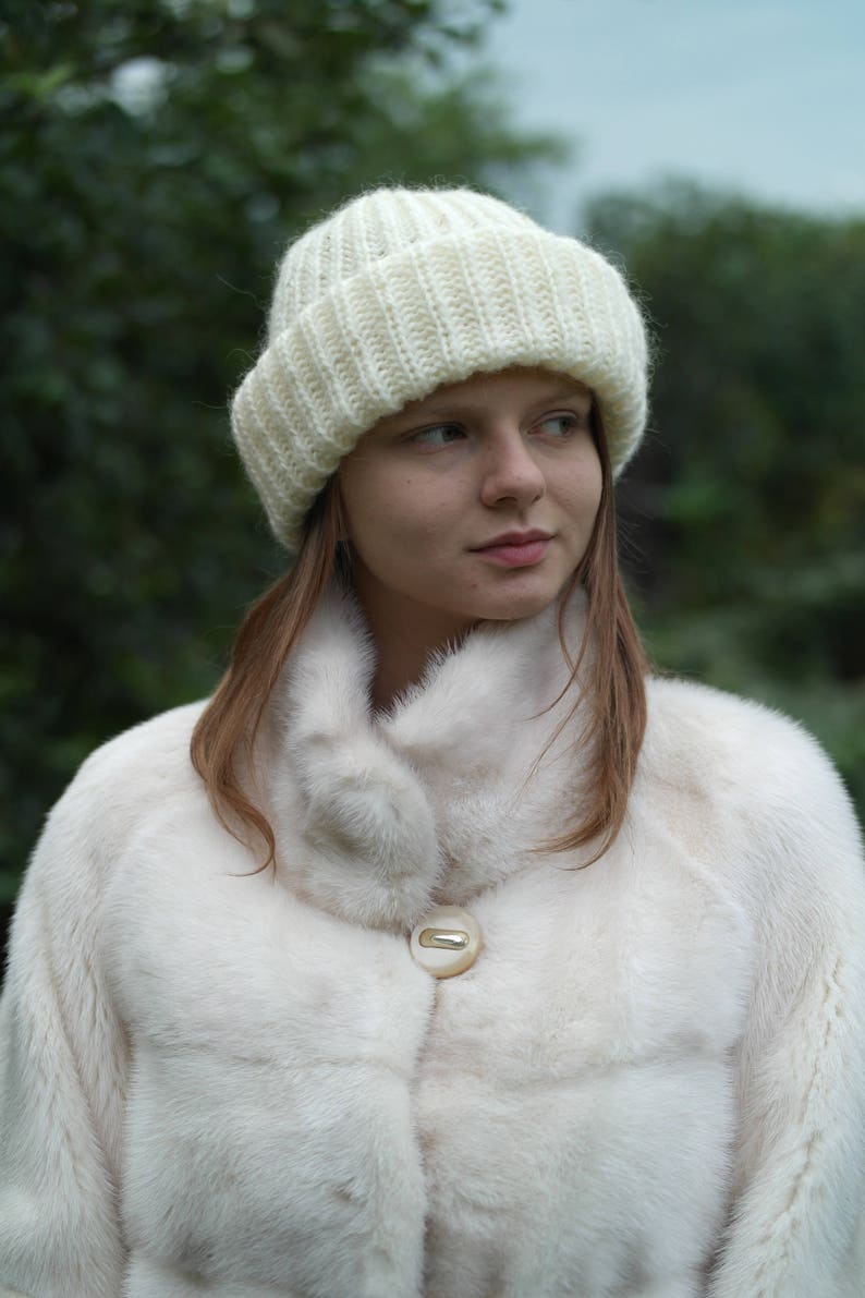 Cream Knit Hat Cream Slouchy Hat Womens Chunky Knit slouch Etsy