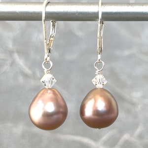 Large Baroque Pearls 11mm Mauve Drop Pink Biwa Pearl Keshi Teardrops Freshwater Drops June Birthstone Layering Stacking image 1