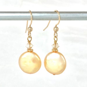 Gold Coin Pearls Large Coin Pearl Ready to Ship Gift June Birthstone image 1