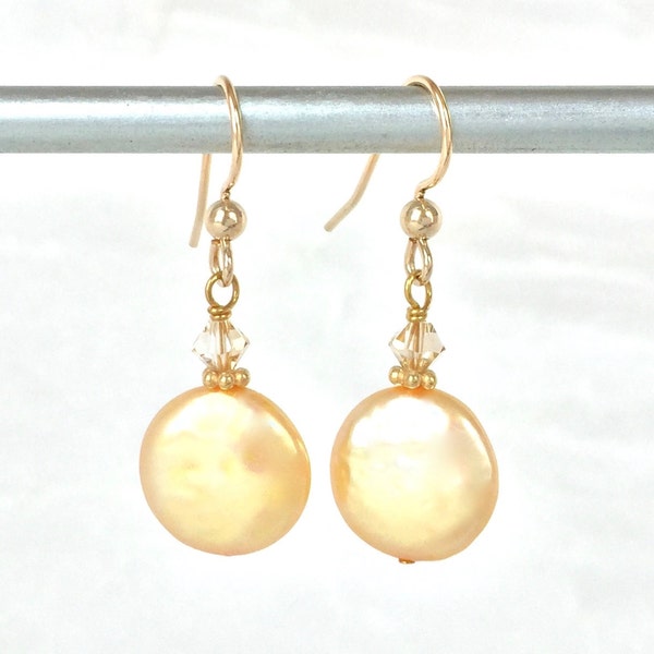 Gold Coin Pearls - Large Coin Pearl - Ready to Ship Gift - June Birthstone