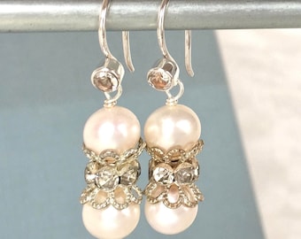 Pearl Filigree Drop - Lacy Double Pearl - Vintage Pearls