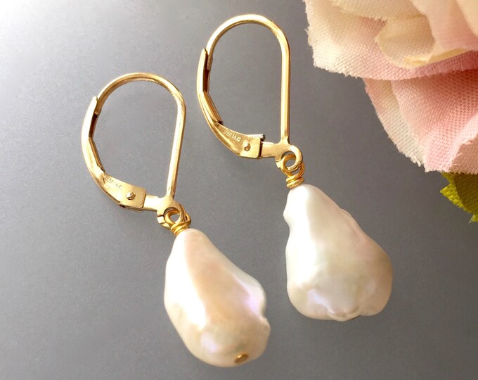 Sunburst Baroque Pearl Earrings Gold main image 1