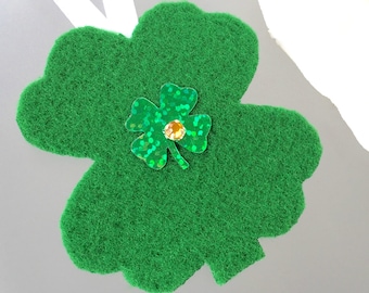 Shamrock Ornament - Set of 4 - St Patricks Day Gift - Irish Wool - Wearing of the Green - Four Leaf Clover - Irish Lucky Charm