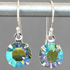 Lime Crystal Earring - Green AB Peridot - 8mm Round Charm - Small Tourmaline