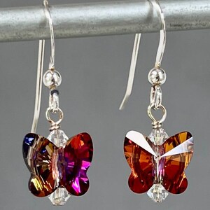 Butterfly Earrings - Volcano Crystal - Ruby Amethyst - Garnet Blue Violet