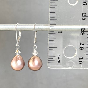Large Baroque Pearls 11mm Mauve Drop Pink Biwa Pearl Keshi Teardrops Freshwater Drops June Birthstone Layering Stacking image 3