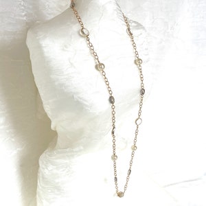 Glass Pearl Chain Long Crystal Station Opera Length Pearls Vintage Cream Pearls Pave Crystal Beaded Bild 2