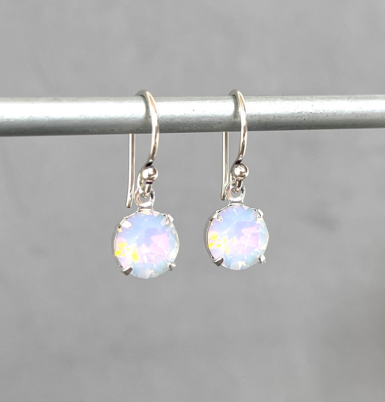 Pale Opal Crystal Light Pink Round Austrian Crystal Petite Dainty Small Lightweight Delicate Rosewater Opal Milk Glass Dangle image 1