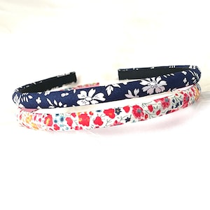 Liberty of London - Skinny Set of 2 - Liberty Capel Navy - Liberty Phoebe Pink - Liberty Tana Lawn® - Liberty Hairband Set - Narrow Thin
