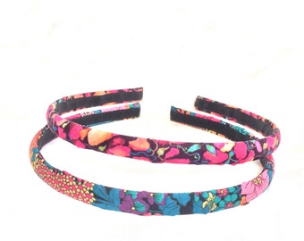 Liberty of London - Skinny Headband Set - Set of 2 Narrow - Magenta Teal Black