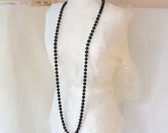 Opera Length Pearls - Long Pearl Necklace - Large Black Pearls