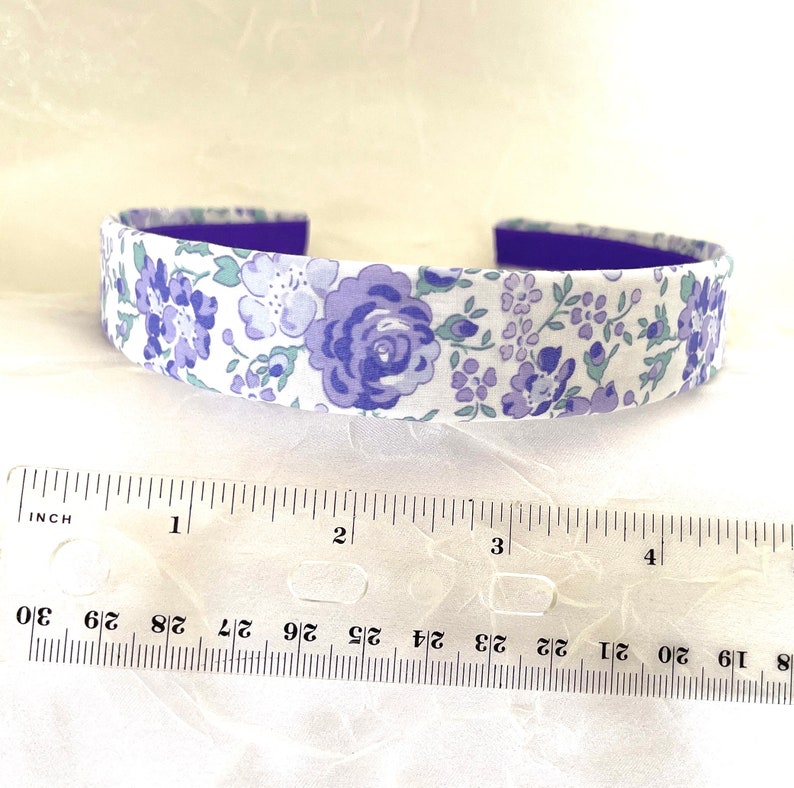 Liberty of London Lavender Felicite Liberty Tana Lawn® Lilac Green Cotton Peony Floral Sprays Flowered Hairband Bold Purple image 3