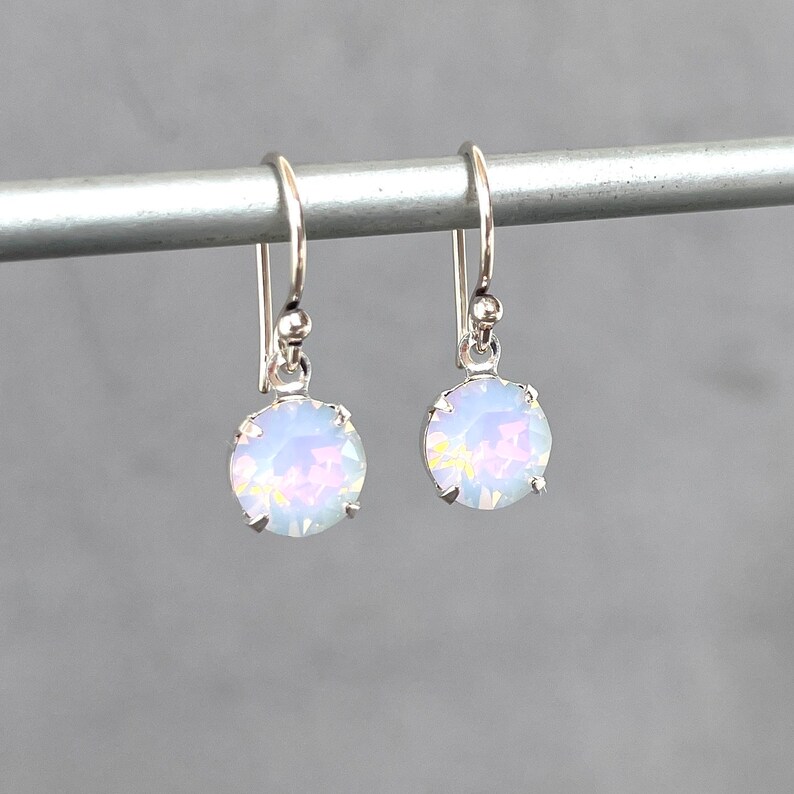 Pale Opal Crystal Light Pink Round Austrian Crystal Petite Dainty Small Lightweight Delicate Rosewater Opal Milk Glass Dangle image 4