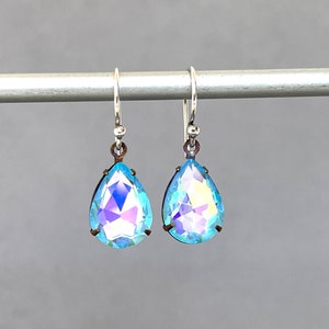 Electric Aquamarine Vintage Teardrop Neon Sky Blue Color Changing 10x14mm Drop Vintage Crystals Vintage Aquamarine Caribbean image 1