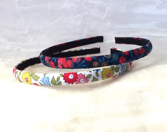 Liberty of London - Skinny Set of 2 - Liberty Wiltshire Bud - Flower Alice Bands - Red Pink Blue - Girl Summer Dress - Ready to Ship Gift