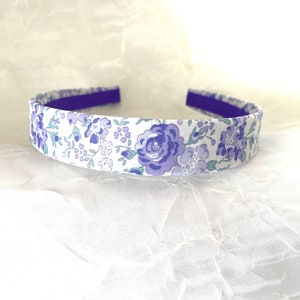 Liberty of London Lavender Felicite Liberty Tana Lawn® Lilac Green Cotton Peony Floral Sprays Flowered Hairband Bold Purple image 6