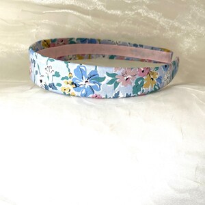 Liberty of London California Bloom Blue Pink Hairband Liberty Floral Print Blue Flower Headband Liberty Hairband Back to School image 4