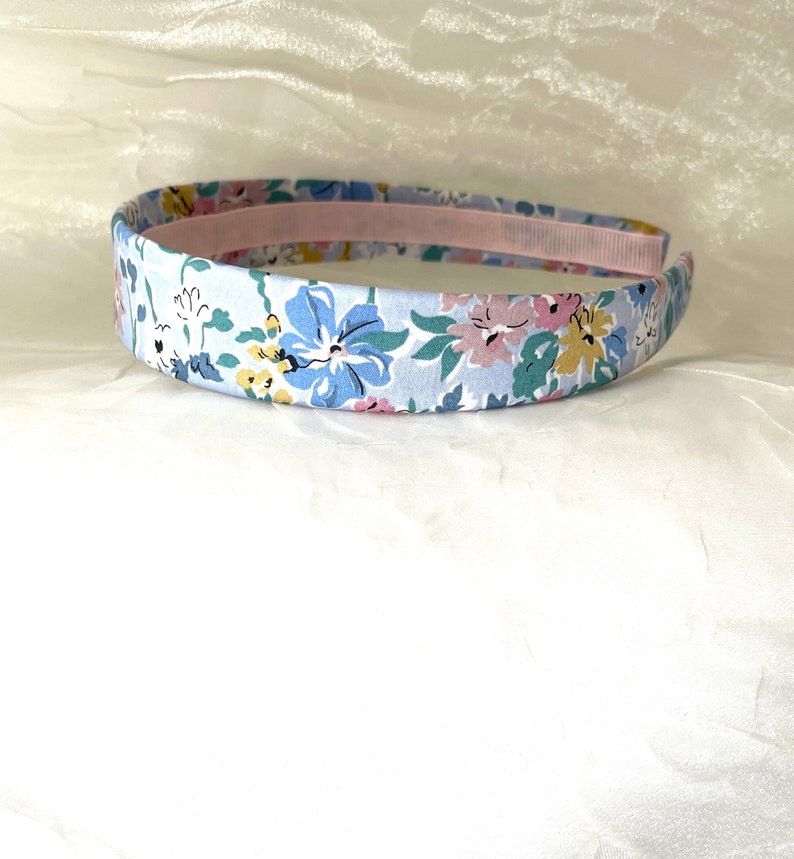 Liberty of London California Bloom Blue Pink Hairband Liberty Floral Print Blue Flower Headband Liberty Hairband Back to School image 4