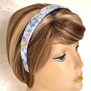 Liberty of London California Bloom Blue Pink Hairband Liberty Floral Print Blue Flower Headband Liberty Hairband Back to School image 5