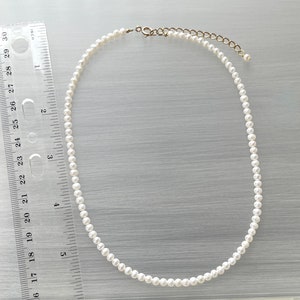 Seed Pearl Choker Tiny Dainty Small 4mm Freshwater Classic Pearl Strand Simple Minimal Delicate Adjustable Flower Girl Outfit image 3