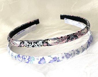 Liberty of London - Skinny Headband Set - Strawberry Thief - Felicite Violet Mint - Liberty Set of 2 - Floral Hairband - Narrow Hairbands