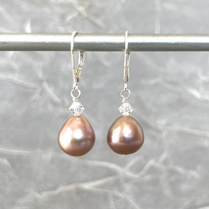 Large Baroque Pearls 11mm Mauve Drop Pink Biwa Pearl Keshi Teardrops Freshwater Drops June Birthstone Layering Stacking image 2