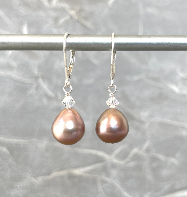 Large Baroque Pearls 11mm Mauve Drop Pink Biwa Pearl Keshi Teardrops Freshwater Drops June Birthstone Layering Stacking image 2