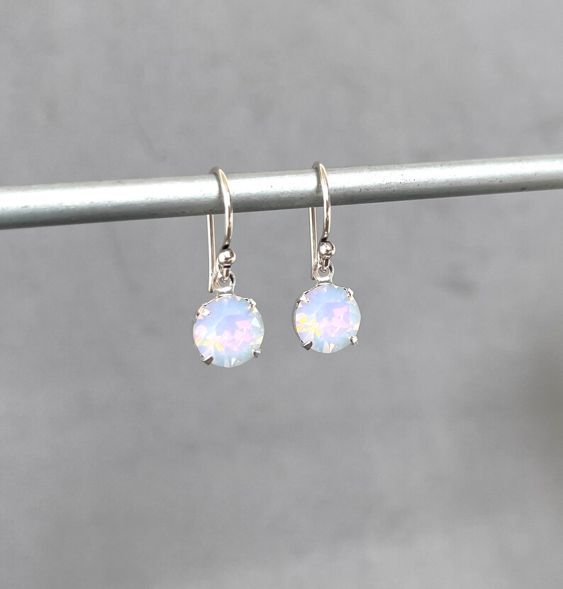 Pale Opal Crystal Light Pink Round Austrian Crystal Petite Dainty Small Lightweight Delicate Rosewater Opal Milk Glass Dangle image 5