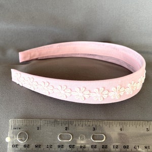 Daisy Headband Pink Cotton White Daisies Pale Satin Pinks Flower Girl Outfit Girl Easter Outfit Girl Summer Dress Girls Party image 6