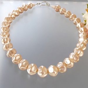 Vintage Pearl Choker Baroque Pearls Off White Cream Mid Century Style Chunky Imitation Large Statement Retro Vintage Glass image 1