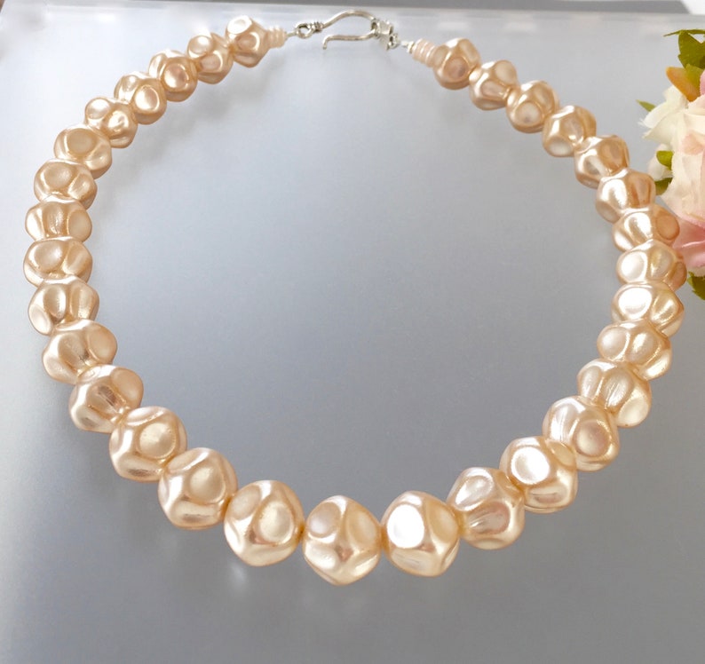 Vintage Pearl Choker Baroque Pearls Off White Cream Mid Century Style Chunky Imitation Large Statement Retro Vintage Glass image 1