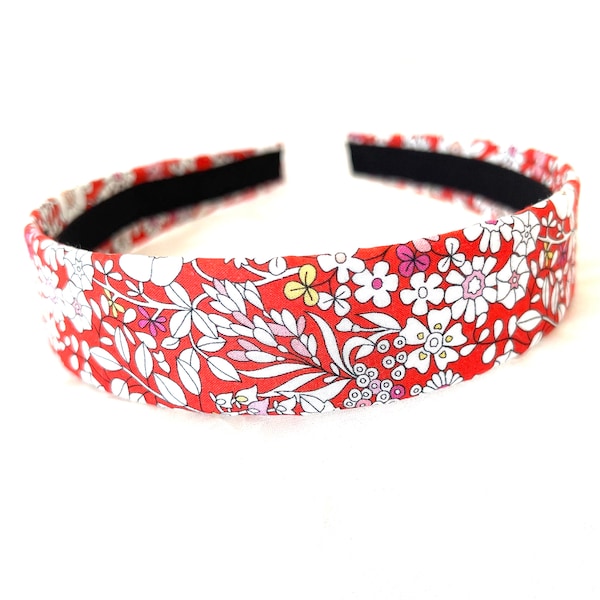 Liberty of London - Liberty Junes Meadow - Tomato Red - Ready to Ship Gift - Flowered Hairband - Tiny White Floral - Girl Birthday Gift