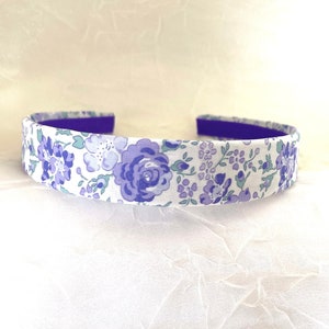 Liberty of London Lavender Felicite Liberty Tana Lawn® Lilac Green Cotton Peony Floral Sprays Flowered Hairband Bold Purple image 8