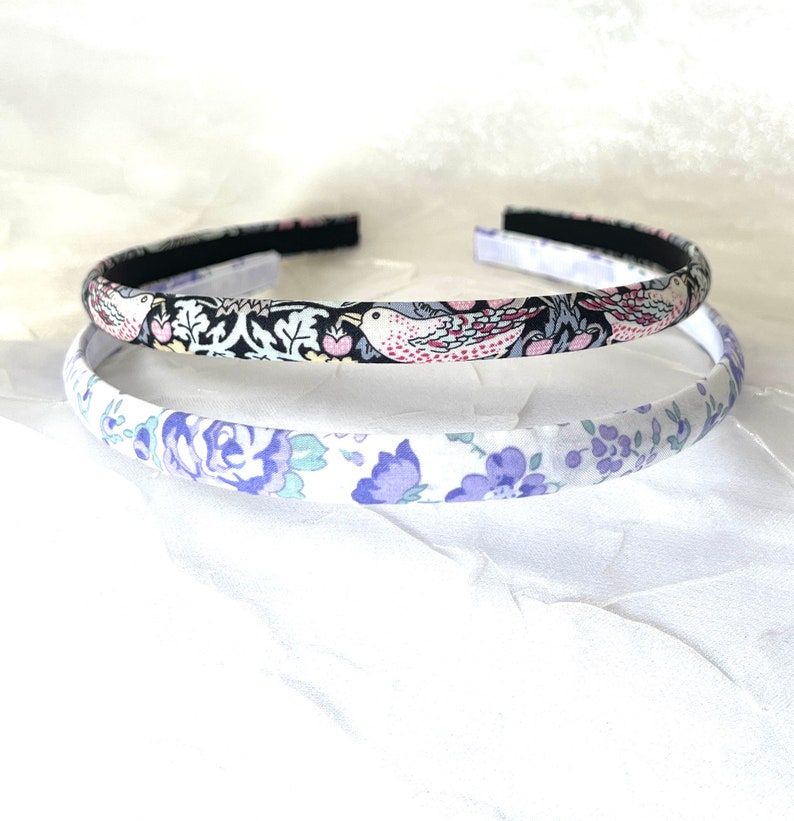 Liberty of London Skinny Headband Set Strawberry Thief Felicite Violet Mint Liberty Set of 2 Floral Hairband Narrow Hairbands image 5